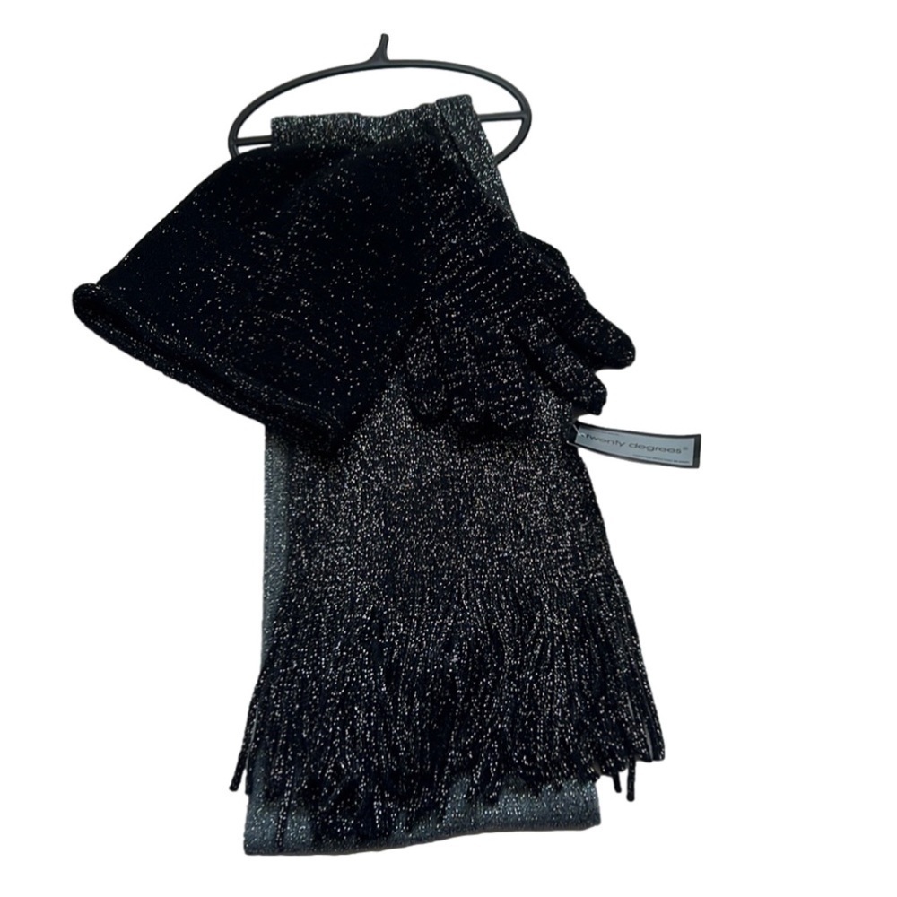 NWT Twenty Degrees Sparkling Winter Scarf, Hat and Gloves Set